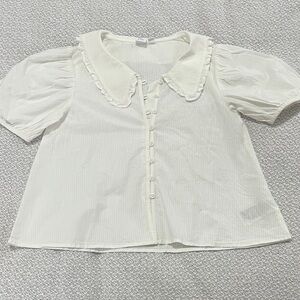 NWOT GAP Kids Cream Button-Up Blouse with Peter Pan Collar